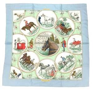 HERMES Authentic Blue Silk Scarf